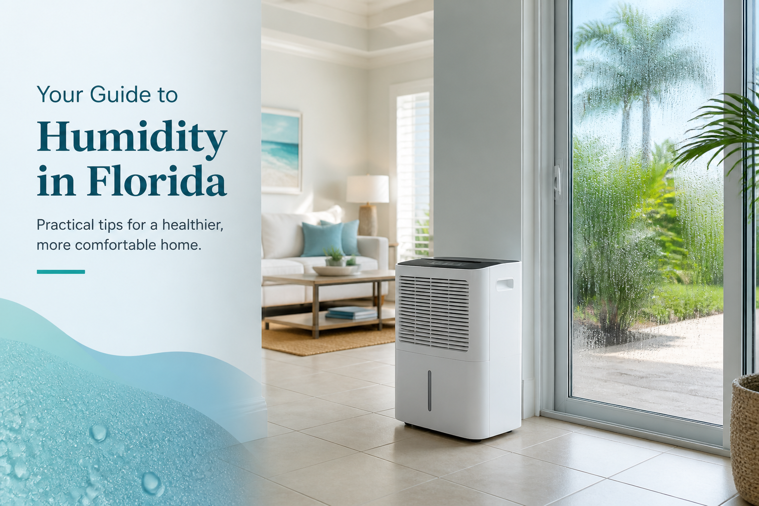 Florida home with a dehumidifier near a humid glass door